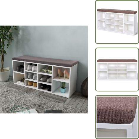 Schuhschrank Schuhbank Sitzbank 10 Fächer weiß - Schuhschrank - Schuhbank - Sitzbank - Flurbank - Garderobe (1/5)