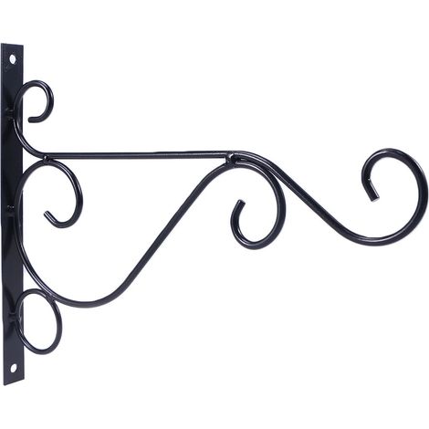 Support Pour Suspension De Pot De Fleurs - En Fer Noir - 25 x 20 5 x 2 Cm - Pour Extérieur Et Intérieur - 4 Pièces (1/5)