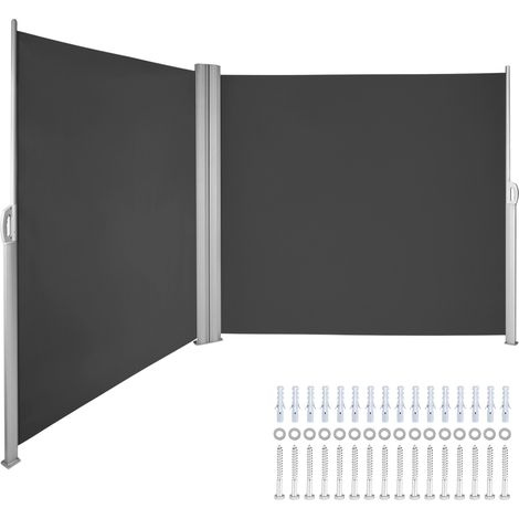 VEVOR Retractable Side Awning, 71''x 236'' Aluminum Outdoor Privacy Screen, 280g Polyester Water-proof Retractable Patio Screen, UV 30+ Room Divider Wind Screen for Patio, Backyard, Balcony, Black (1/6)