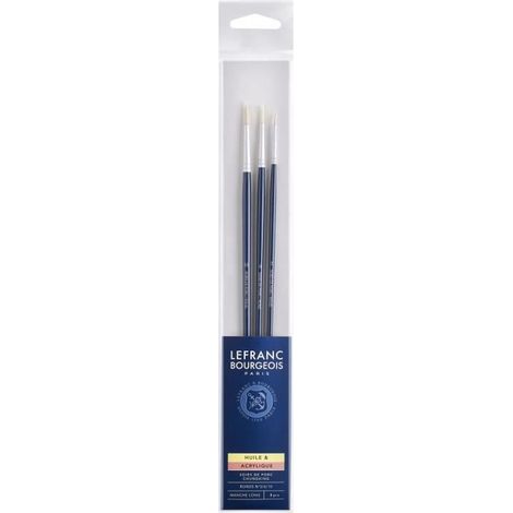 LEFRANC BOURGEOIS Assortiment 3 pinceaux - Ronds n°2-6-10 - Manche long
