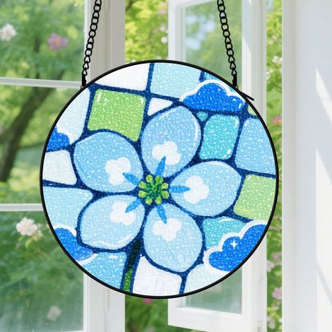 Suspension en vitrail - Attrape-soleil coloré en verre pour jardin, décoration intérieure unique, cadeau Fête des Mères, Anniversaire pour femme, homme 9cm (1/5)