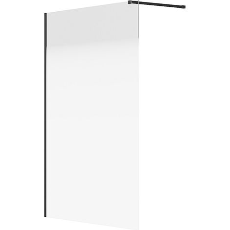 Paroi de douche à l'italienne brume - 140 x 200 cm - Noir mat - POMARO
