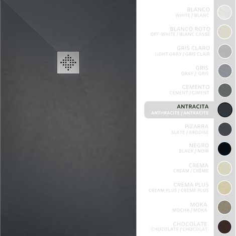 SOULBATH Receveur de Douche -Résine -Gel Coat -Texture Lisse/Pierre -Antidérapant -Couleur Anthracite - 120x90- Extra plat 3cm. Bonde de Vidage incluse - Standard (1/5)