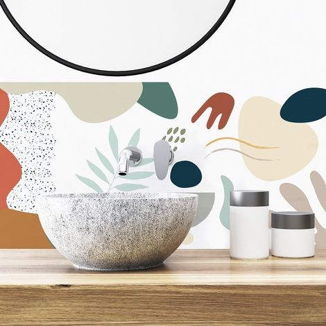 Crédence de salle de bain en Aluminium design floral blanc 140x30 cm (en 2 bandeaux) - Artistic