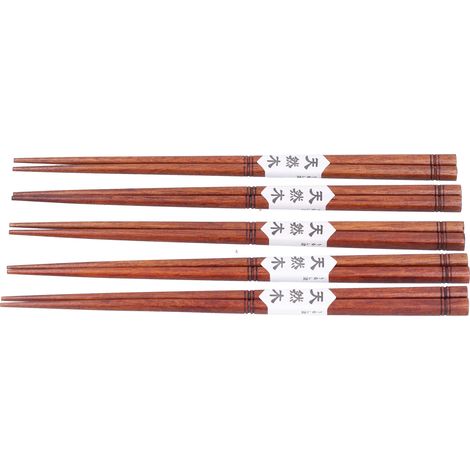 5 paires de baguettes en bois artisanales, résistantes et originales, à extrémités plates, de conception écologique, idéales pour les fondues chinoises. Longueur : 23,5 cm (1/5)