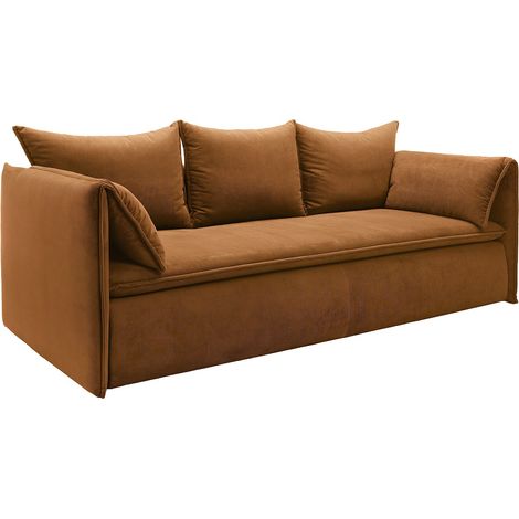 Divano letto 3 posti in Velluto a coste Terracotta - TEODORA (1/4)