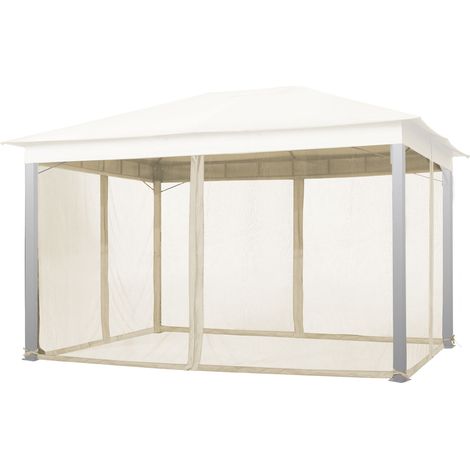 Moustiquaires (4 toiles) pour tonnelle de jardin TOOLPORT Sunset Premium 3x4 m, couleur champagne (1/5)
