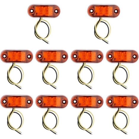 10er-Packung 2-LED-Seitenmarkierungsleuchten für PKW, LKW und Anhänger, 10-30 V (Gelb)