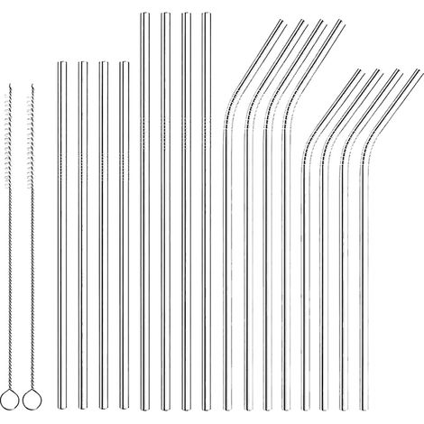 Pailles réutilisables en acier inoxydable. Pailles en métal. Brosses de nettoyage pour pailles en métal (18 pièces). (1/5)