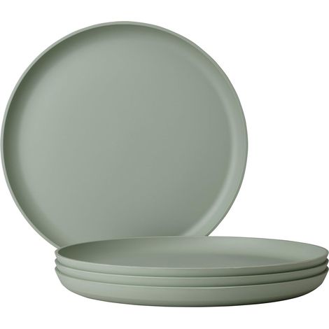 Assiette plate 4 pièces Silueta - Lavable au lave-vaisselle et résistant au micro-ondes - Assiettes en plastique - Assiettes plates - Vaisselle - 26 cm - Nordic sage (1/5)