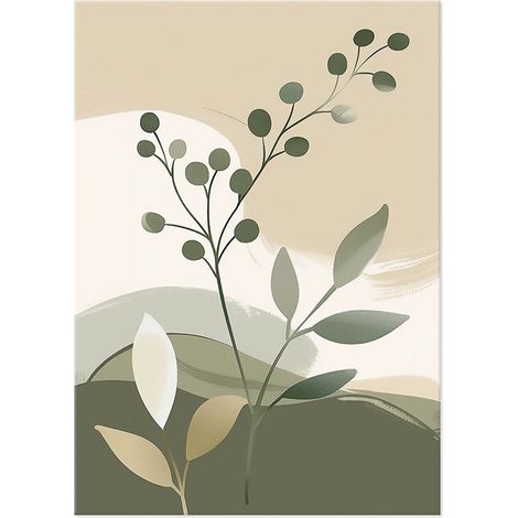 Lupia - Quadro moderno Canvas Prime BOTANIC VERDE 2 50x70 cm, Stampa su Tela effetto dipinto estetica, Pennellate tridimensionale, Telaio in Legno, per soggiorno camera da letto ufficio