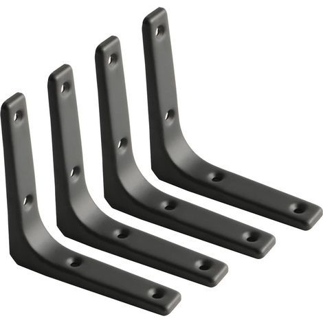 Équerre Étagère Murale, Équerre Métal Mat Noir, Support Étagère Métal pour Déco Cusine, Équerre Charge Lourde, 100mm100mm, 4pcs (1/5)