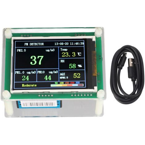 Détecteur PM2.5, moniteur de qualité de l'air intérieur, capteur PM1.0 PM2.5 PM10 HCHO CO2 température humidité, version communicante,de dyk.Trywise (1/4)