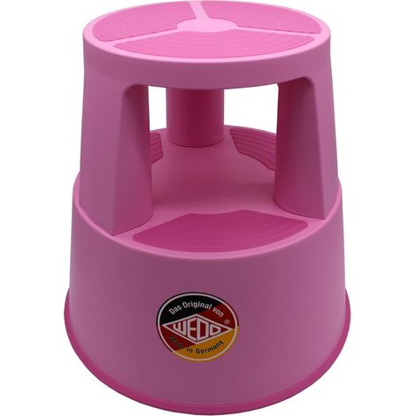 WEDO x FRNK - Sgabello con rotelle Super Step – Robusto sgabello in plastica, certificato TÜV/GS secondo EN 14183-F, antiscivolo, arrotolabile, Made in Germany, altezza ca. 43 cm, portata 150 kg, pink (1/5)