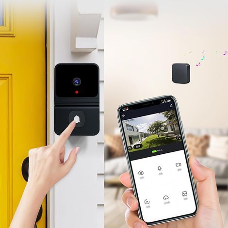 Sonnette vidéo sans fil, interphone vidéo intelligent, vision nocturne HD, chargement Wi-Fi, sonnette intelligente, communication bidirectionnelle, vision nocturne, Wi-Fi 2,4 GHz, contrôle par applica (1/5)