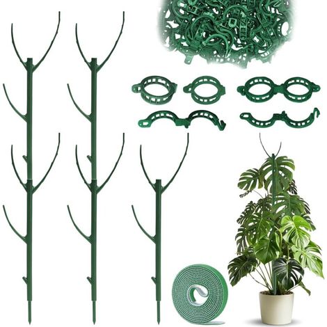 Tige De Support Pour Plantes - Réglable Empilable 28 Cm - Pour Intérieur Et Extérieur - Avec Pinces - Lot De 5 (1/5)