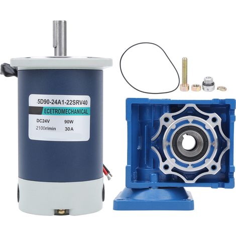 Moteur à engrenage à vis sans fin 24V DC inox 90W haute puissance 2100 tr/min pour portail automatique, volet roulant, équipement industriel, boîte de vitesses robuste. (1/5)