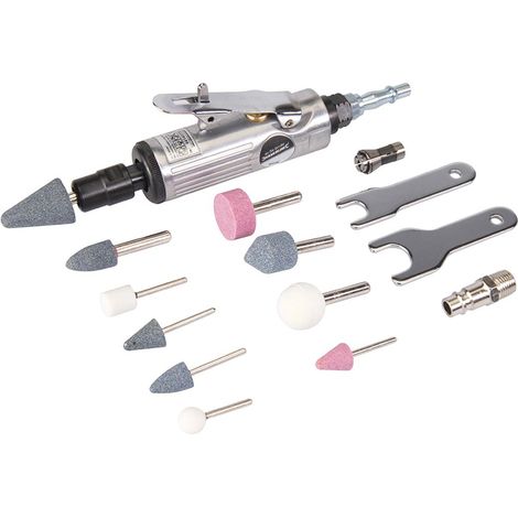 MINI MACINATRICE PNEUMATICA A MANO DESTRA CON MANDRINI E ACCESSORI - 15 pz. (1/2)