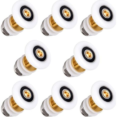 VURAHOME - Rouleau Roulette Roue pour Porte de Douche Roulettes Coulissantes Porte Roue de Remplacement pour Rouleau 8 pièces 25mm ,Porte de Douche (1/5)