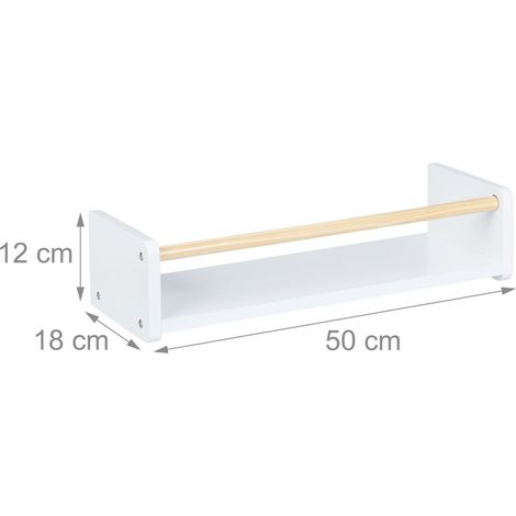 Lot de 3 étagères murales design sobre 80 x 20 x 15 cm parfaites pour livres jouets chambre enfant en bois blanc (1/3)