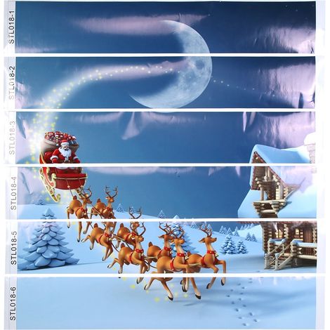 Eosnow Autocollant mural de sol sur le thème de noël, 6 pièces, beau motif d'escalier, décoration de la maison (1/5)