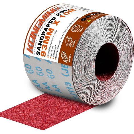 Rouleaux de Papier Abrasif 93mm x 10m Grain 60 pour Ponceuse à Main (1/5)