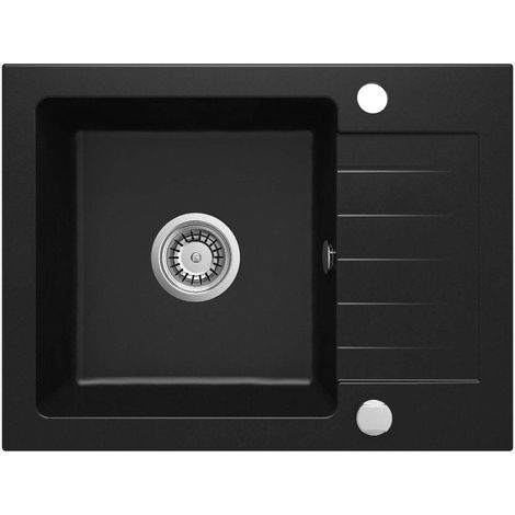 Lavello cucina in granito con 1 vasca e gocciolatoio 58x44 cm nero - Zeno