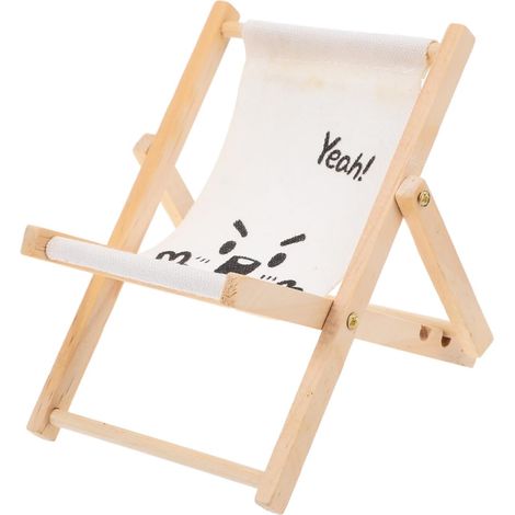 Miniature Folding Beach Chair for Hamsters in White Wood (1/5)