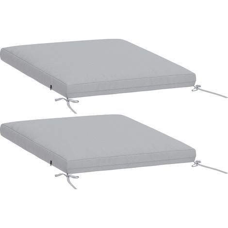 Lot de 2 coussins de jardin 50x50 cm, housses antidérapantes en mousse haute densité, gris pour chaises (1/5)