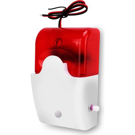Sicherheitswarnleuchte, stoßfest, roter akustischer und blinkender Alarm, 110 dB Sirene und 150 Blinken/Minute, einstellbare Lautstärke (12 V). (1/4)
