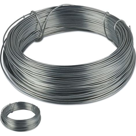 Relaxdays Bindedraht, 2er Set, 1mm Ø, 50m Länge, verzinkt, dünn, Gartenarbeit & Basteln, rostfreier Draht, Stahl, silber