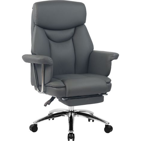 Sedia da ufficio Dahra in vera pelle grigio