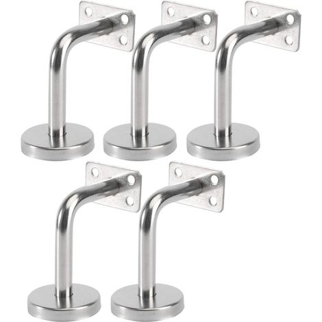 Support Main Courante - Inox 6x8x5 cm - Pour Rampe Escalier Intérieur Extérieur - Murale - Lot de 5