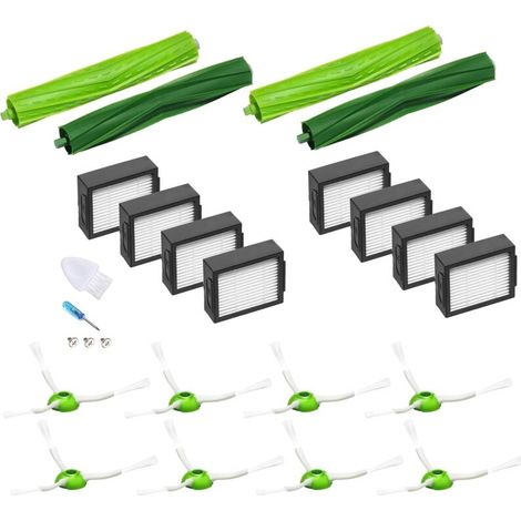 21 Rechange Irobot Roomba E5 E6 I6 I6 + I3 I3 + I4 I4 + I7 I7 + I8, 8 Filtres 8 Brosses Latérale 4 Brosses à rouleau Balai Aspirateur Pièces de Rechange (1/5)