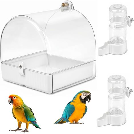 Baignoire Oiseaux Incolore Tiroir Abreuvoirs Bain Perruche Calopsitte (1/5)