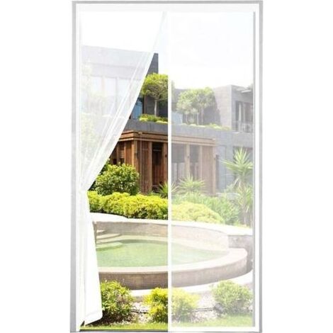 Moustiquaire Porte Magnétique 120x220cm Rideau Anti Insectes Avec Fermeture Automatique Maille Dense Blanc (1/4)