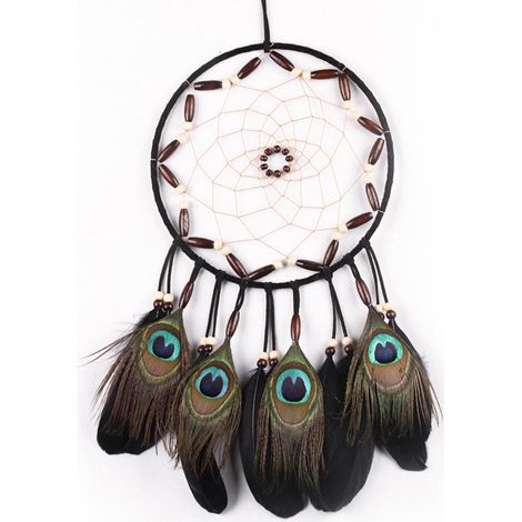Attrape-rêves en plume décoratif, filet artisanal fait main, suspension voiture, ornement mural, capteur de rêves avec plumes naturelles, décoration intérieure bohème, pendaison pour rétroviseur auto. (1/5)