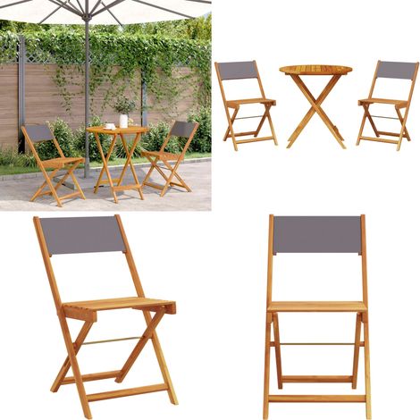 Ensemble de bistro 3 pcs anthracite tissu et bois massif - Meubles De Jardin - Salon De Jardin - Mobilier Extérieur - Set De Bistro - Table Pliante - Home & Living (1/5)