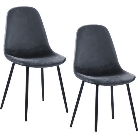 2 Sedie da cucina in velluto Grigio con telaio e gambe in metallo - Misura 44x51x88 cm - Sedia poltrona ergonomica con gommini anti graffio (1/5)