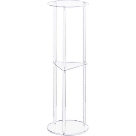 Table ronde acrylique élégante 3 niveaux pour rangement organisé, table d'appoint moderne avec étagères transparentes, meuble salon design compact et pratique. (1/4)