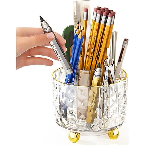 Porte-stylo de bureau transparent, porte-stylo rotatif, fournitures de bureau écologiques, élégant porte-stylo rotatif