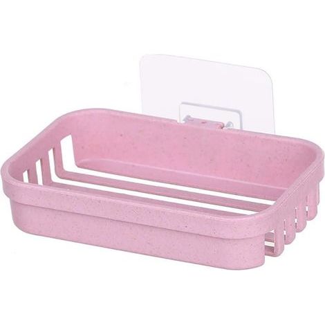 Porte Savon, Distributeur De Savon De Drainage Mural Non Marquant, Peut Garder Le Savon Sec Et Facile à Nettoyer, Utilisé dans Les Douches, Les Salles De Bain (Rose) (1/5)