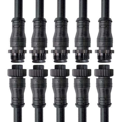 Waterproof Connectors,Male Female Connector LED Plug, IP68 Waterproof Connectors, 2 Pins, 2 Cores with 16AWG 20CM Extension Cable for LED Light Strips. (5pairs) (1/5)