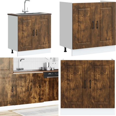 vidaXL Spülenunterschrank Kalmar Räuchereiche 80x46x81,5 cm (1/5)