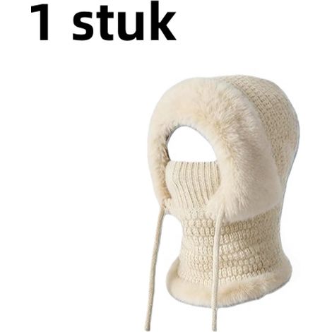 Sweat à capuche d'hiver rembourré 3 en 1 avec doublure polaire et bonnet couvrant le visage, cache-cou et masque, femme, beige (1/5)