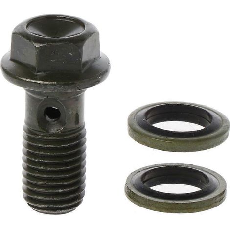 Voici une proposition de titre produit en français, optimisé pour le SEO et respectant la limite de 190 caractères :
Vis creuse de frein moto M10 x 1.25, boulon banjo double pour étrier de frein, rac (1/4)