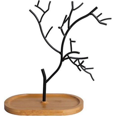 Schmuckständer aus Metall in Form eines Baumes mit Bambusfuß (1/5)