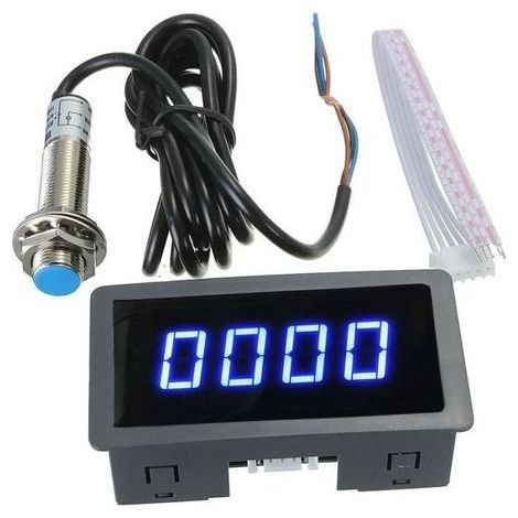 Compteur de vitesse tachymètre numérique bleu 4 LED + capteur de commutateur de proximité Hall (1/4)