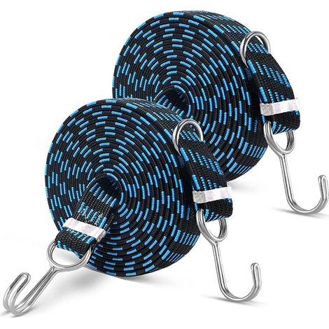 Cuerdas elásticas para equipaje de 2 piezas, cuerdas elásticas con ganchos, cuerdas elásticas ajustables de 1 m, para camping, coches, jardinería, carga pesada. (1/5)