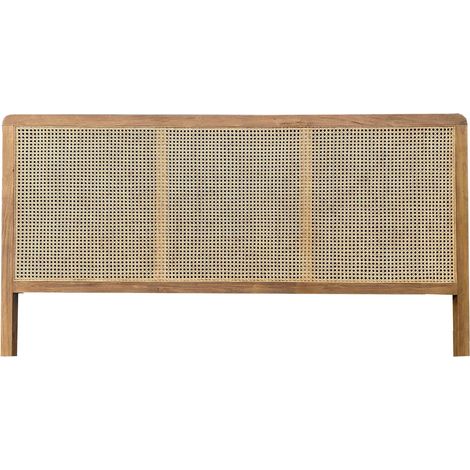 Tête de Lit Haute en Teck Naturel et Rotin Tressé pour Lit de Chambre à Coucher - PANGIVO (1/5)